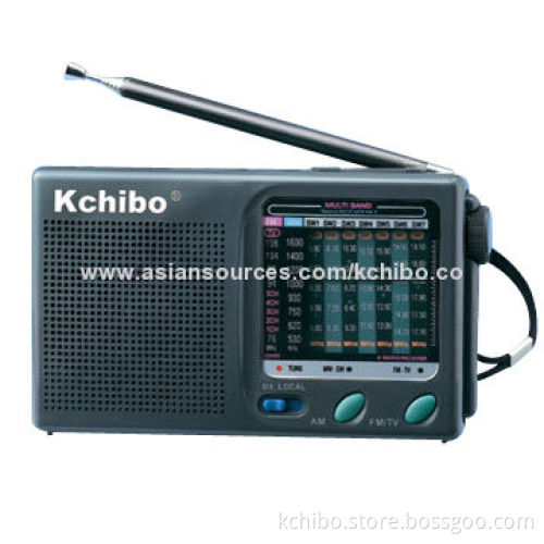 FM (TV)/MW/SW1-7 (TV 1-5CH) 9-band Radio with TV Sound, 130 x 78 x 29mm Size